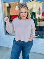 Sabrina Ribbed Top In Taupe