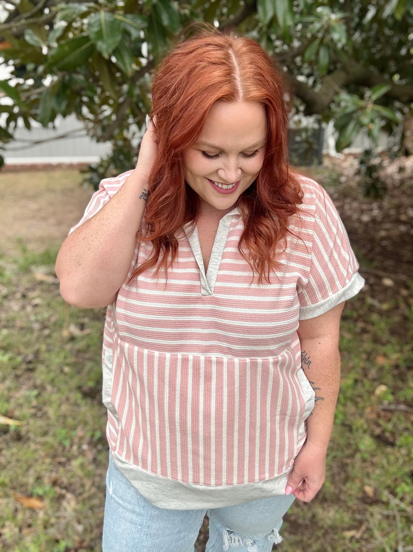 Kate Collar Stripe Top