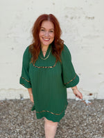 V-Neck Mandarin Collared Dress