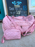 Quilted Duffel with Shoe Compartment and Travel Pouch
