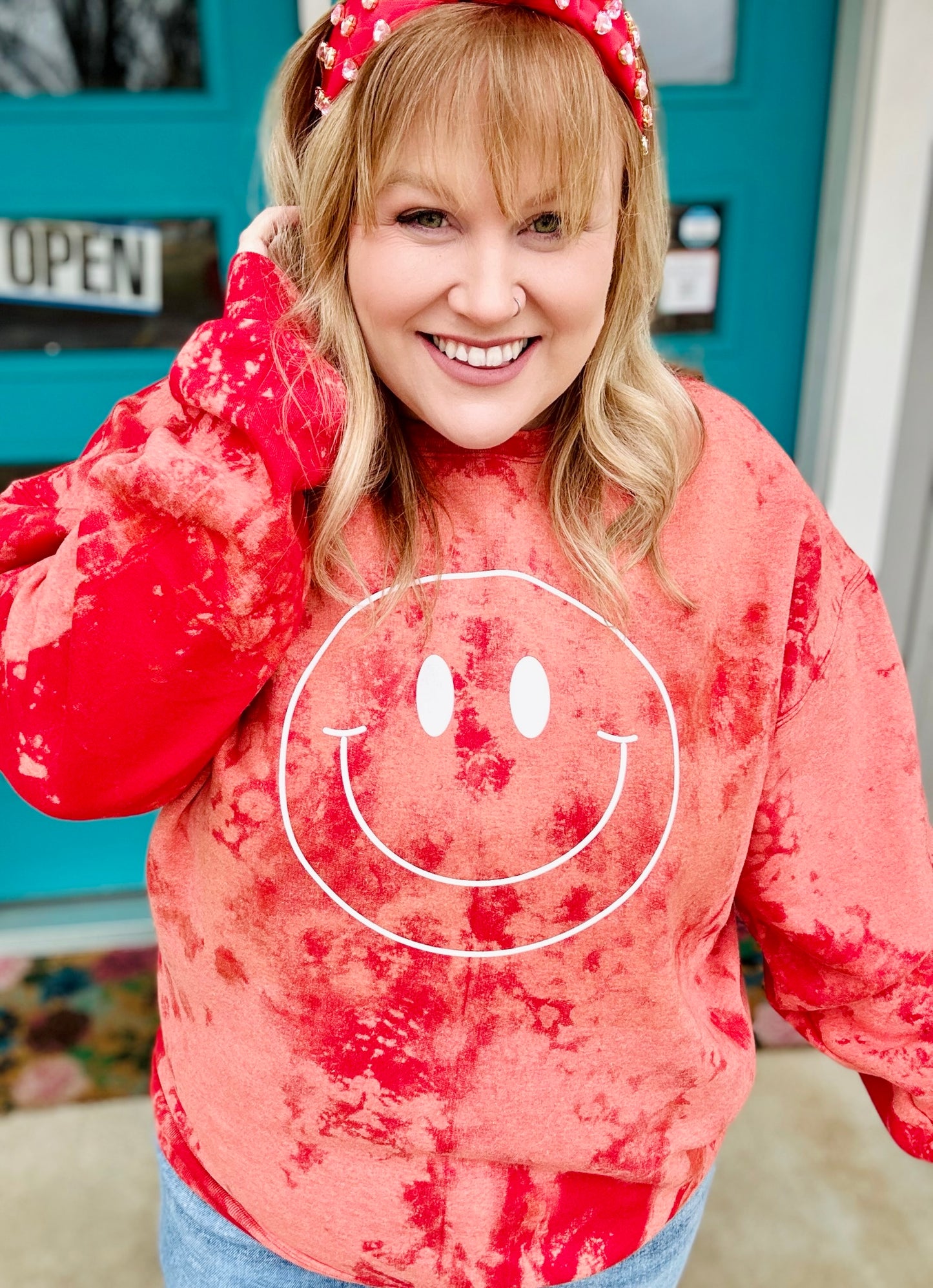 Smiley Leopard Bleach Sweatshirt