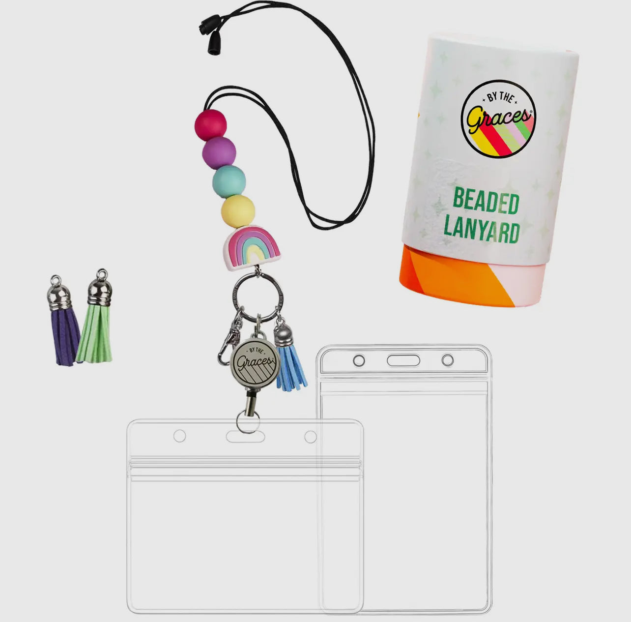 Retractable Beaded Lanyard (Multiple Colors)