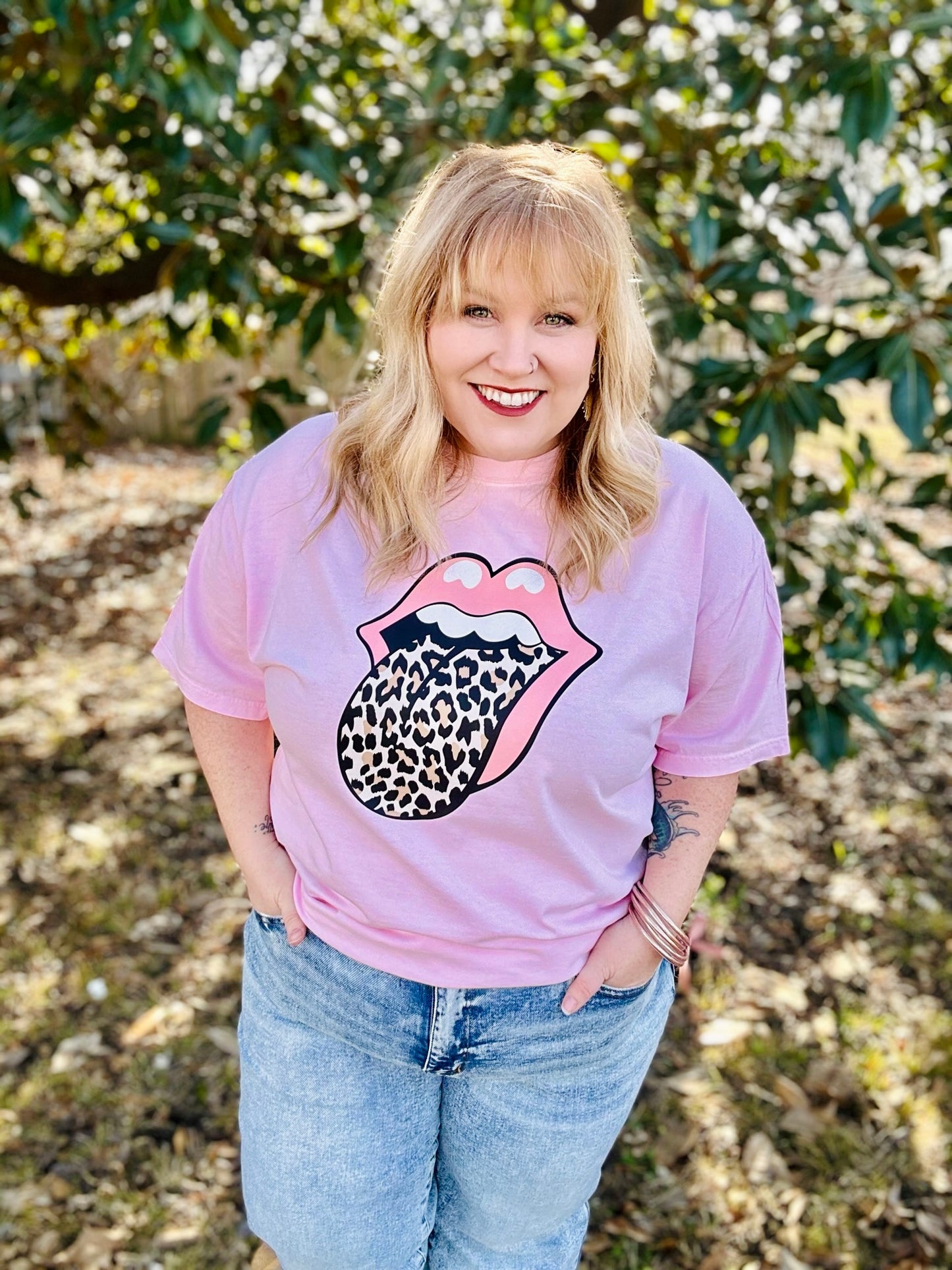 Leopard Loud Mouth Tee on Comfort Colors