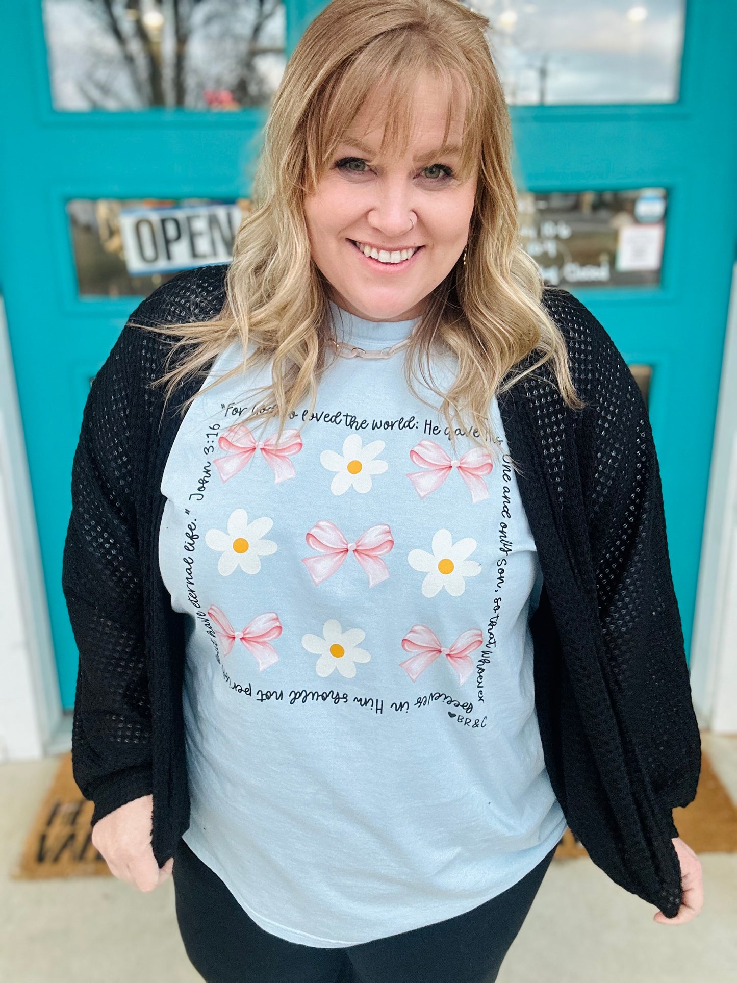 John 3:16 Bow Tee on Comfort Color