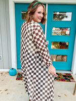 Brittney Checkered Mesh Kimono