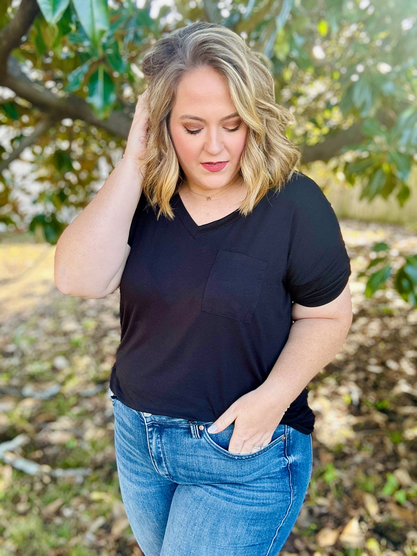 Jess Solid Color Pocket Tee (Multiple Colors)