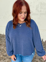 Sabrina Ribbed Top In Blue