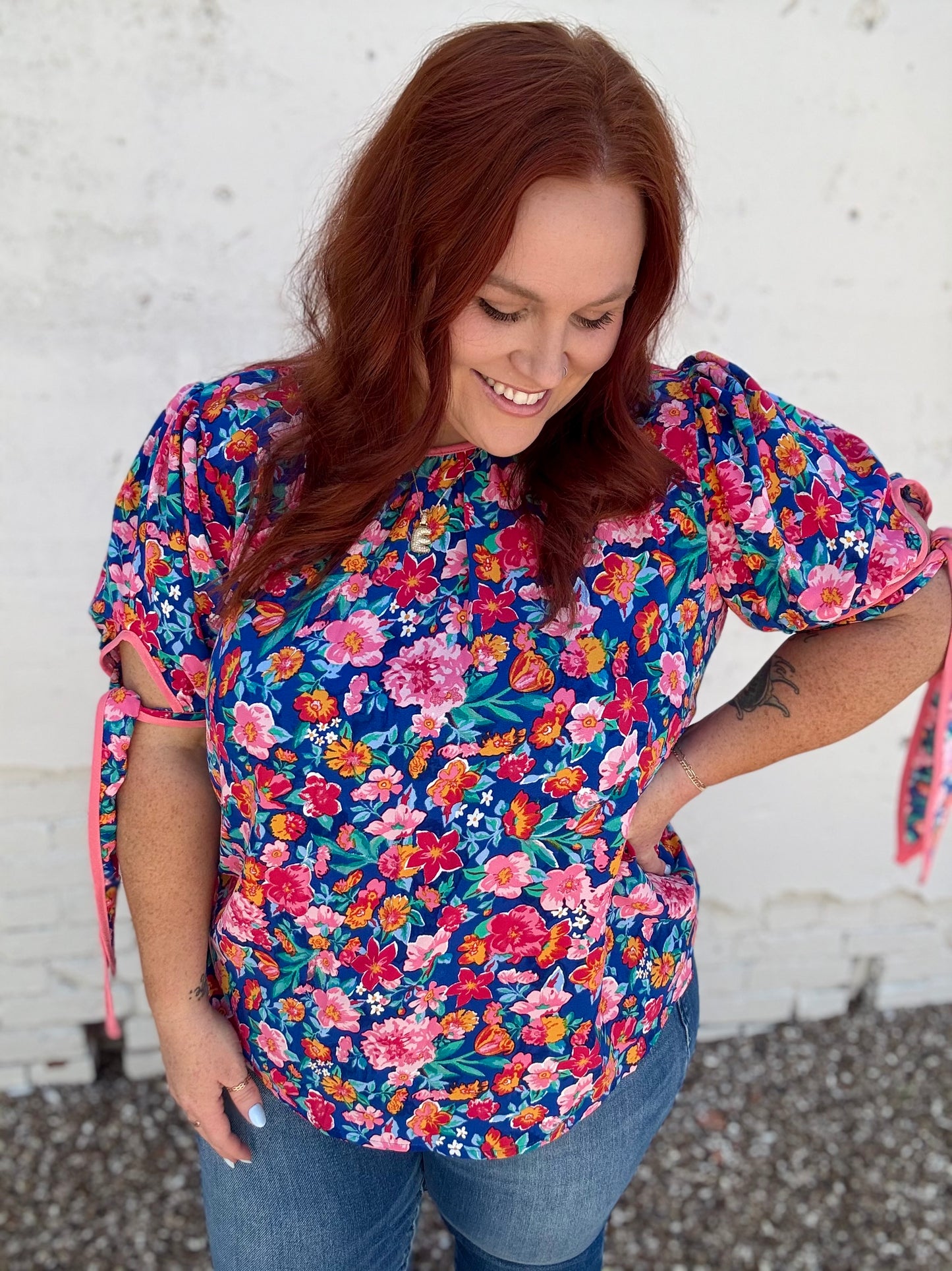 Kandi Pink Mix Floral Top