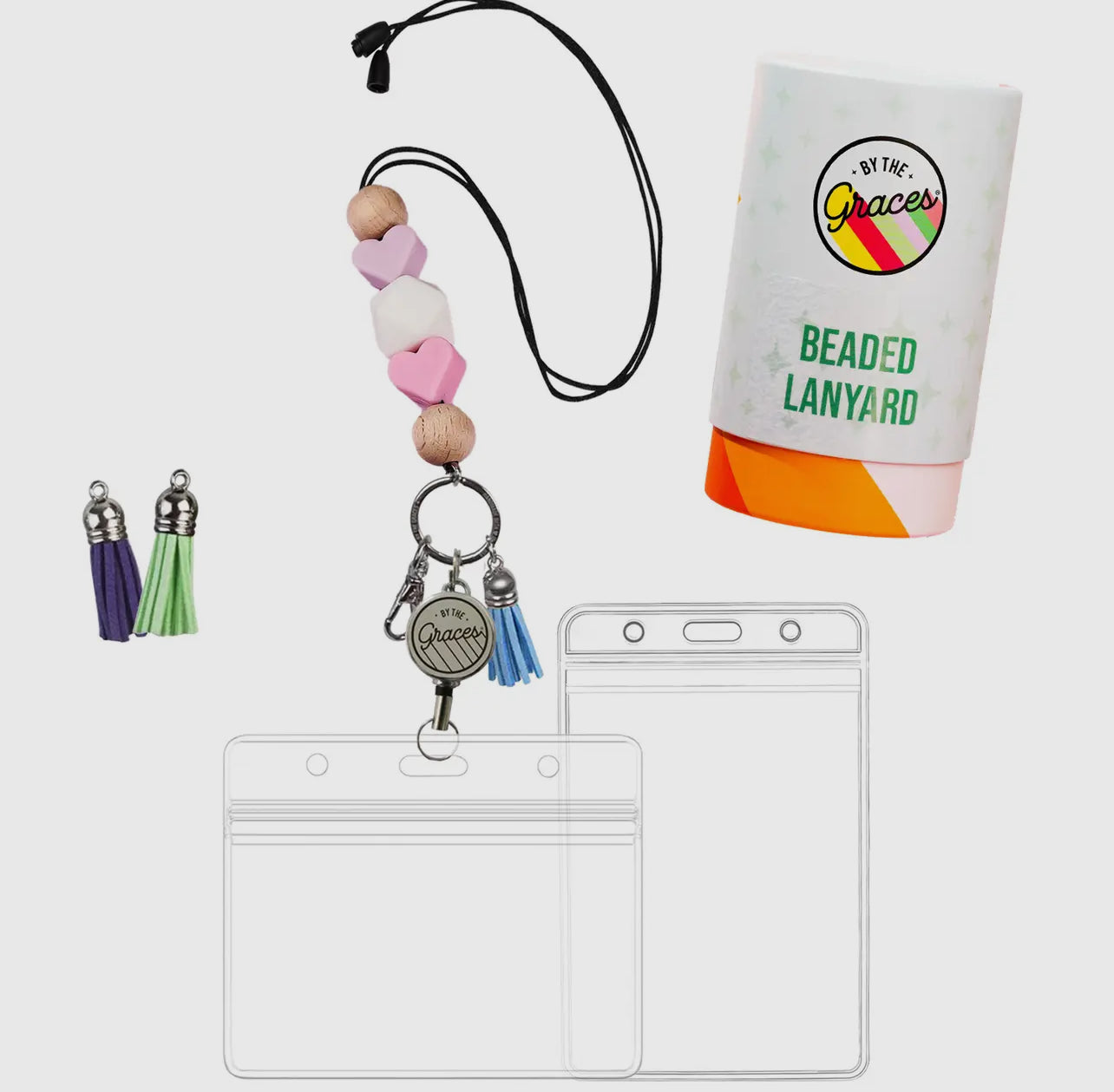Retractable Beaded Lanyard (Multiple Colors)