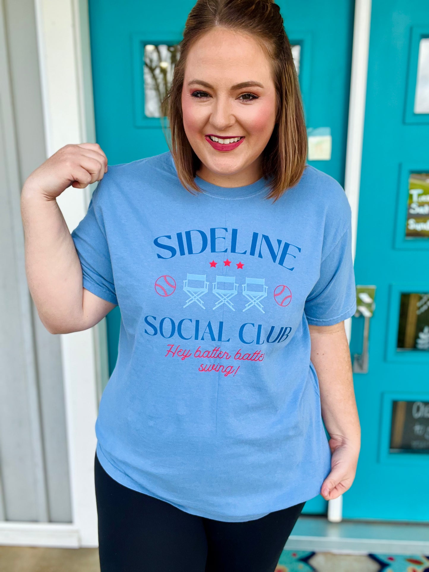 Sideline Social Club Tee on Comfort Colot