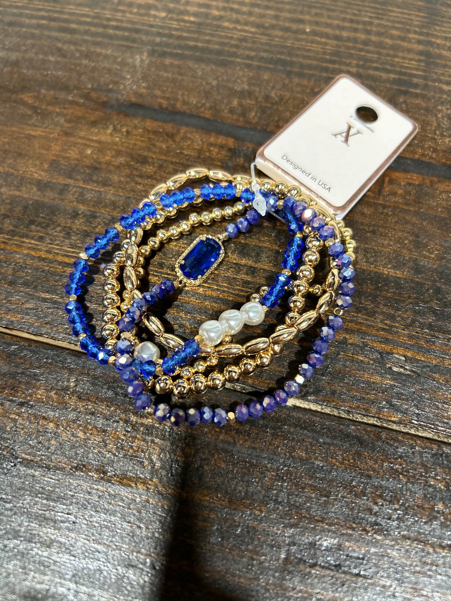 Set of Five Beaded Stretch Bracelet