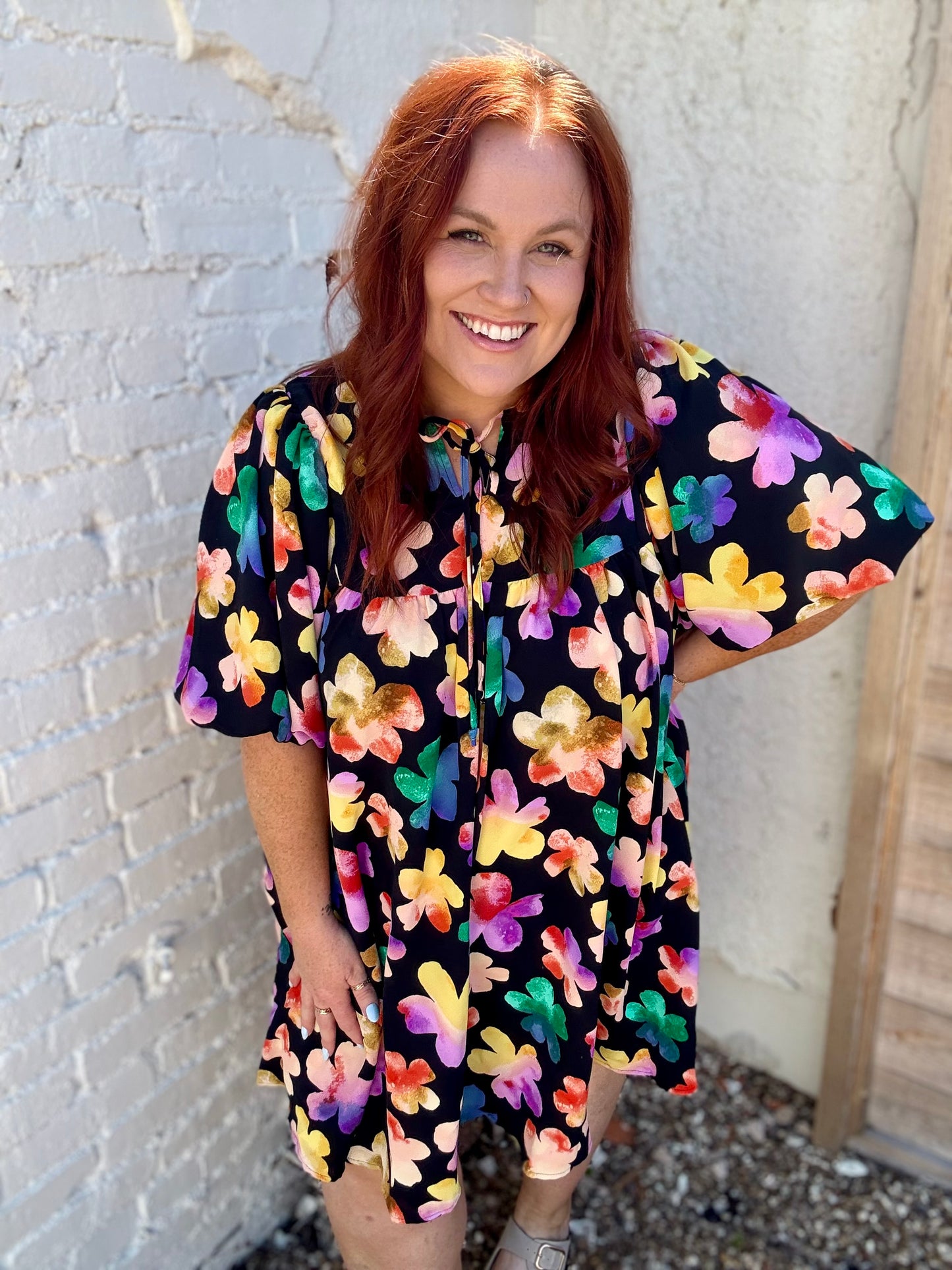 Kacey Black Floral Dress