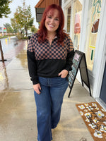 Checkered Half-Zip Pullover