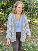 Mocha Checkered Cardigan