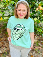 Loud Mouth Checkered on Sage Comfort Color