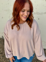 Sabrina Ribbed Top In Taupe