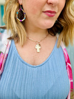 Beaded Metal Teardrop Earrings (Multiple Colors)