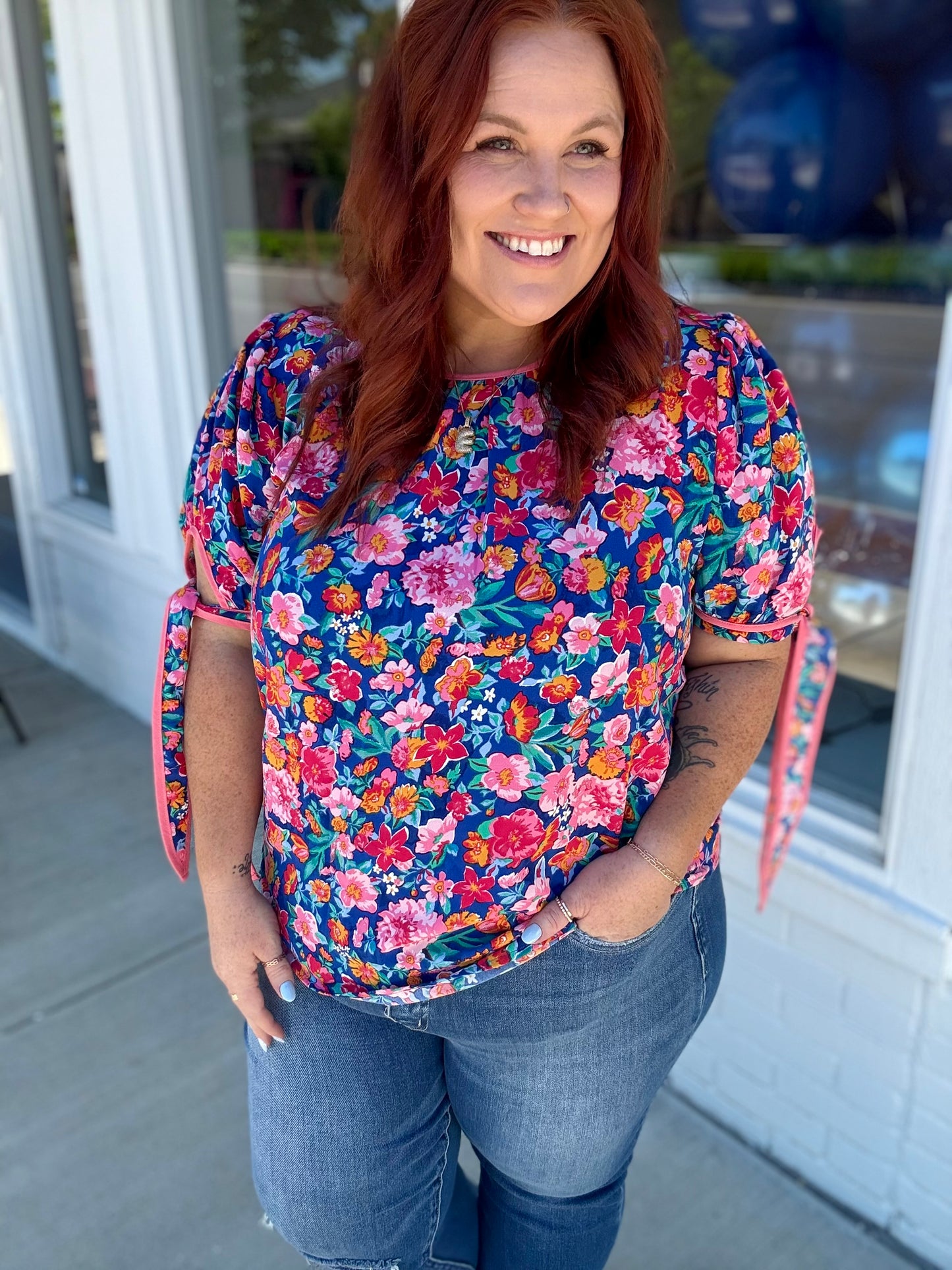 Kandi Pink Mix Floral Top
