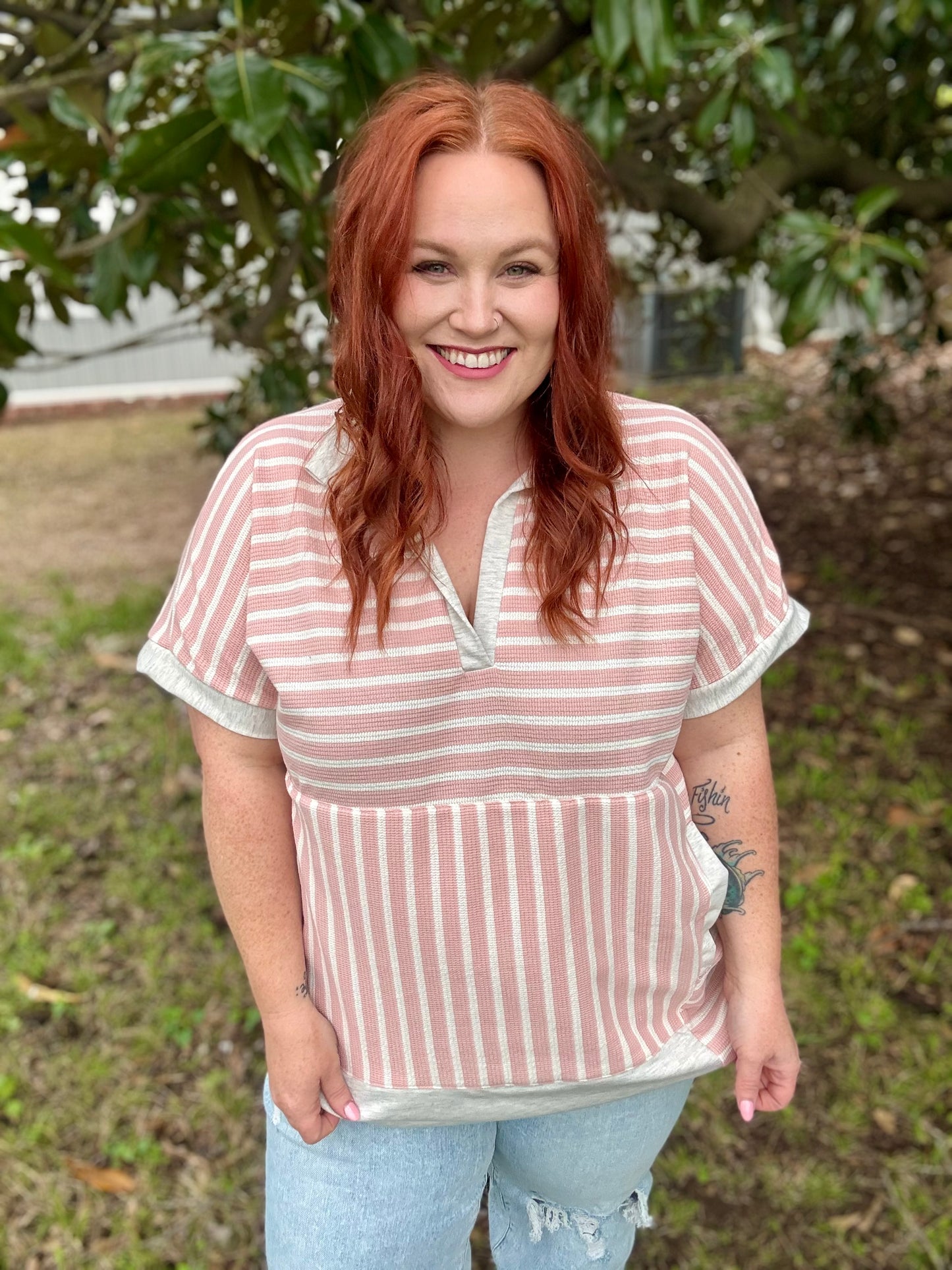 Kate Collar Stripe Top