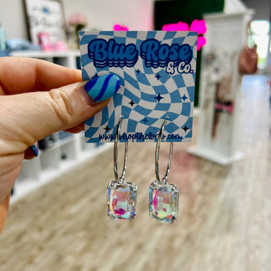 Square Crystal Hoops (multiple colors)