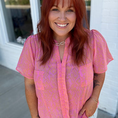 Paige Pink Pocketed Top