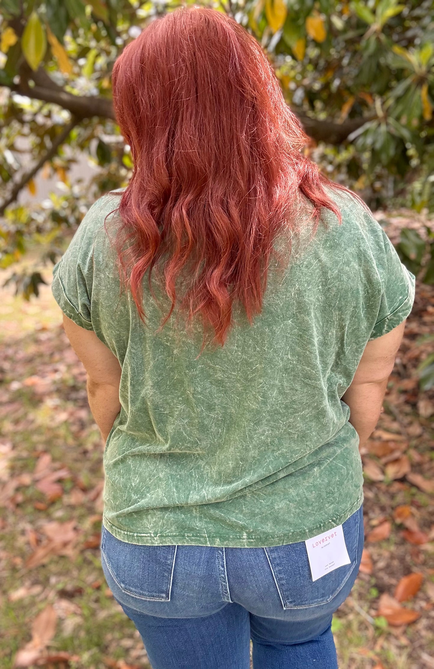 (RESTOCK) Elle Green Crinkle Washed Top