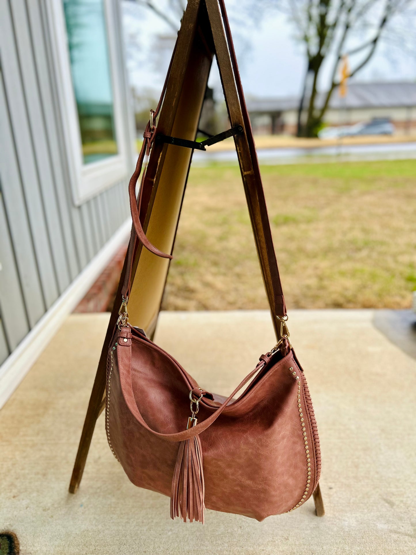 Cindy Studded Oversized Bag in Mauve