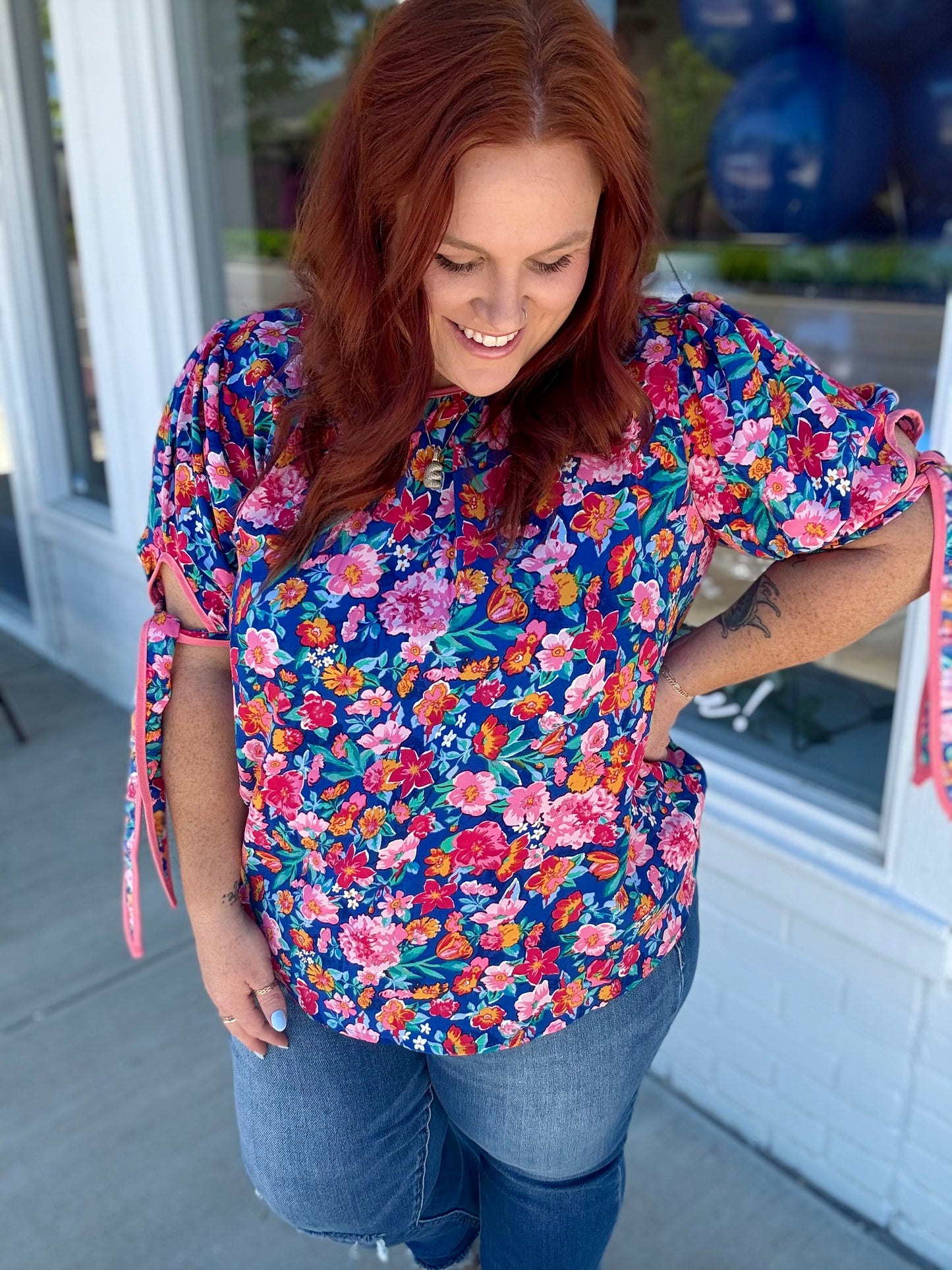 Kandi Pink Mix Floral Top