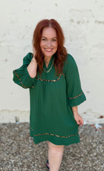 V-Neck Mandarin Collared Dress