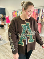 Faux Glitter Team Cardigan Sweatshirt (Customizable)