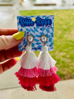 Pink Fringe Earrings