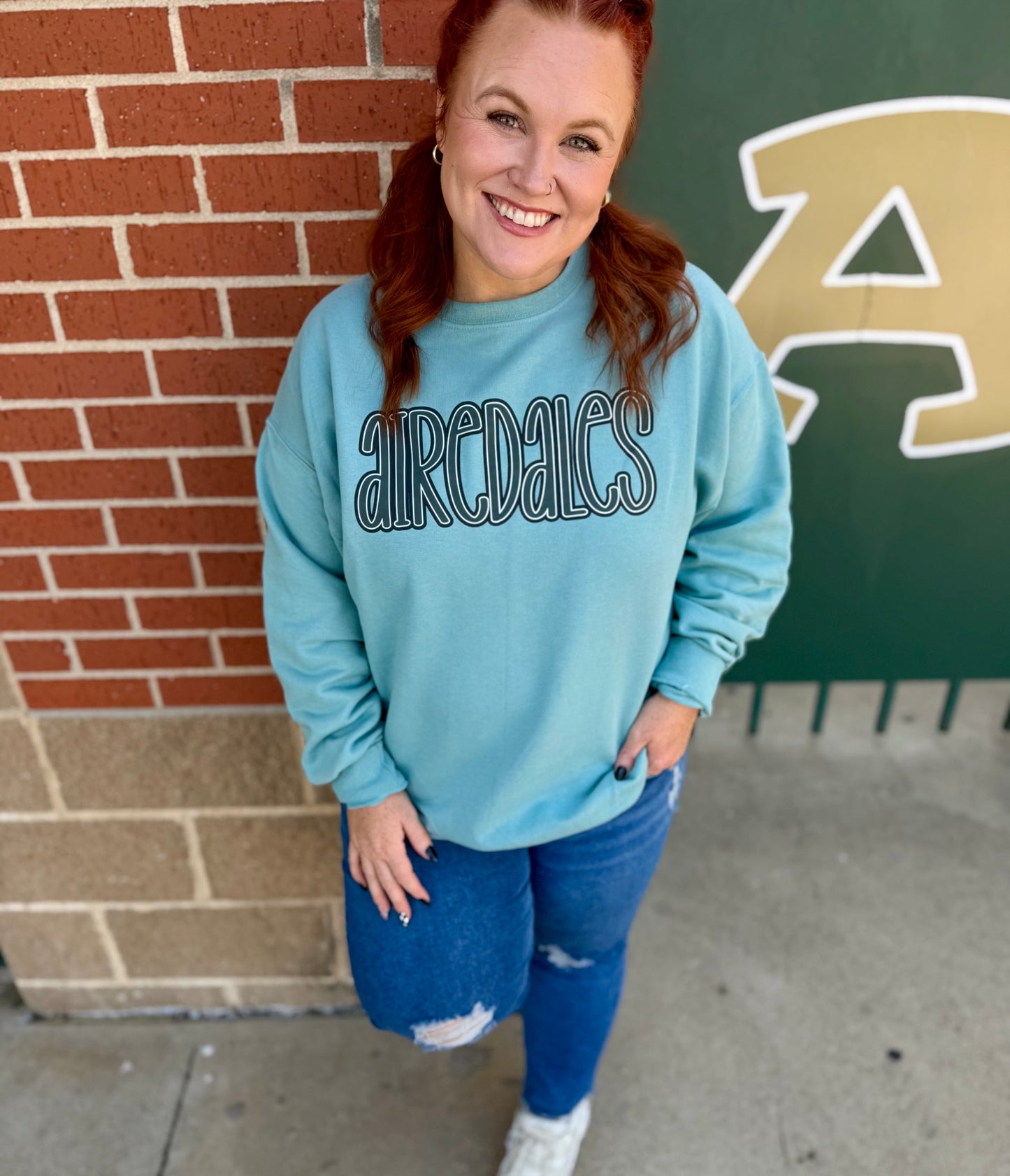 Airedales on Sage Sweatshirt (Any Team, Any Color)