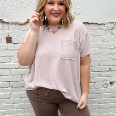 Jasmine Ribbed Top in Taupe