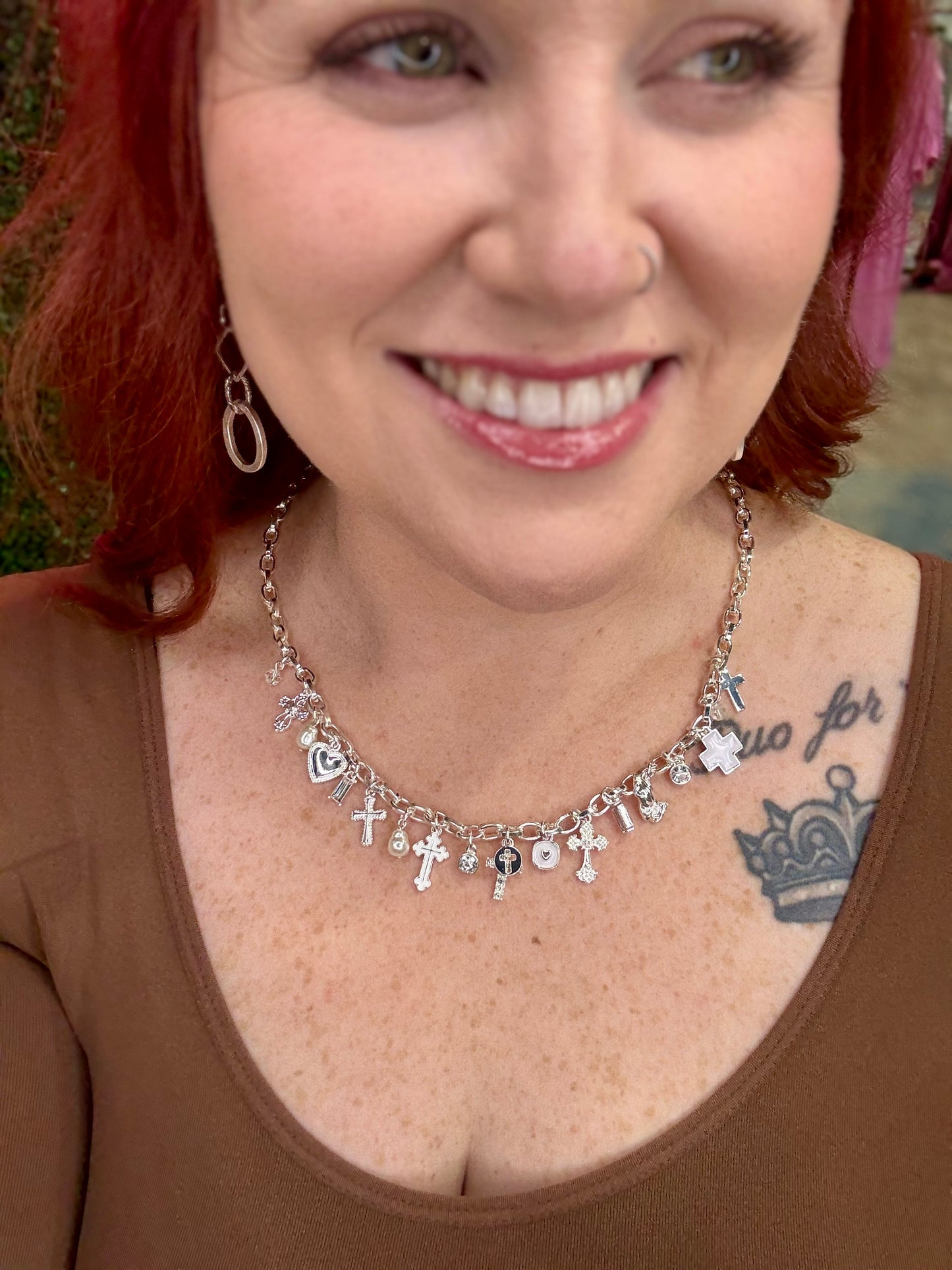 Cross Charm Necklace In Silver