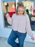 Sabrina Ribbed Top In Taupe
