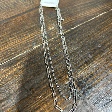 Layered Paperclip Chain Link Necklace