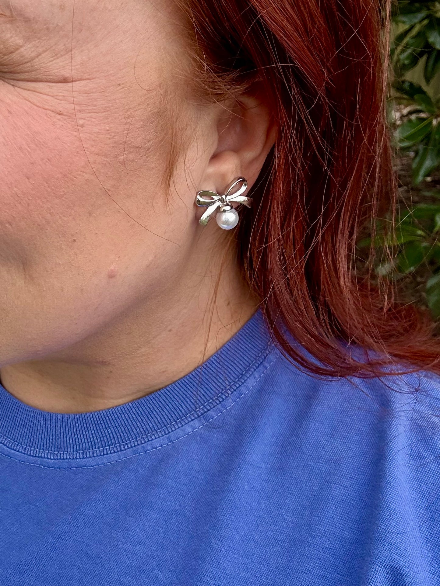 Bow Pearl Stud Earrings (Multiple Colors)
