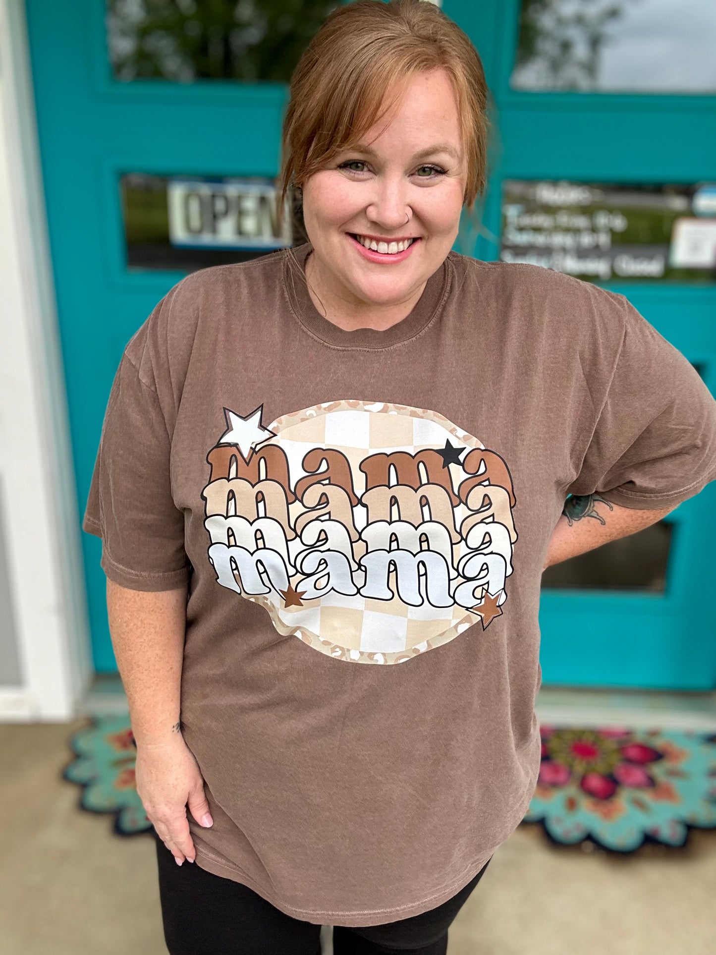Neutral Mama Checkered Tee