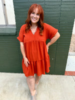 Brooke Tiered Rust Dress