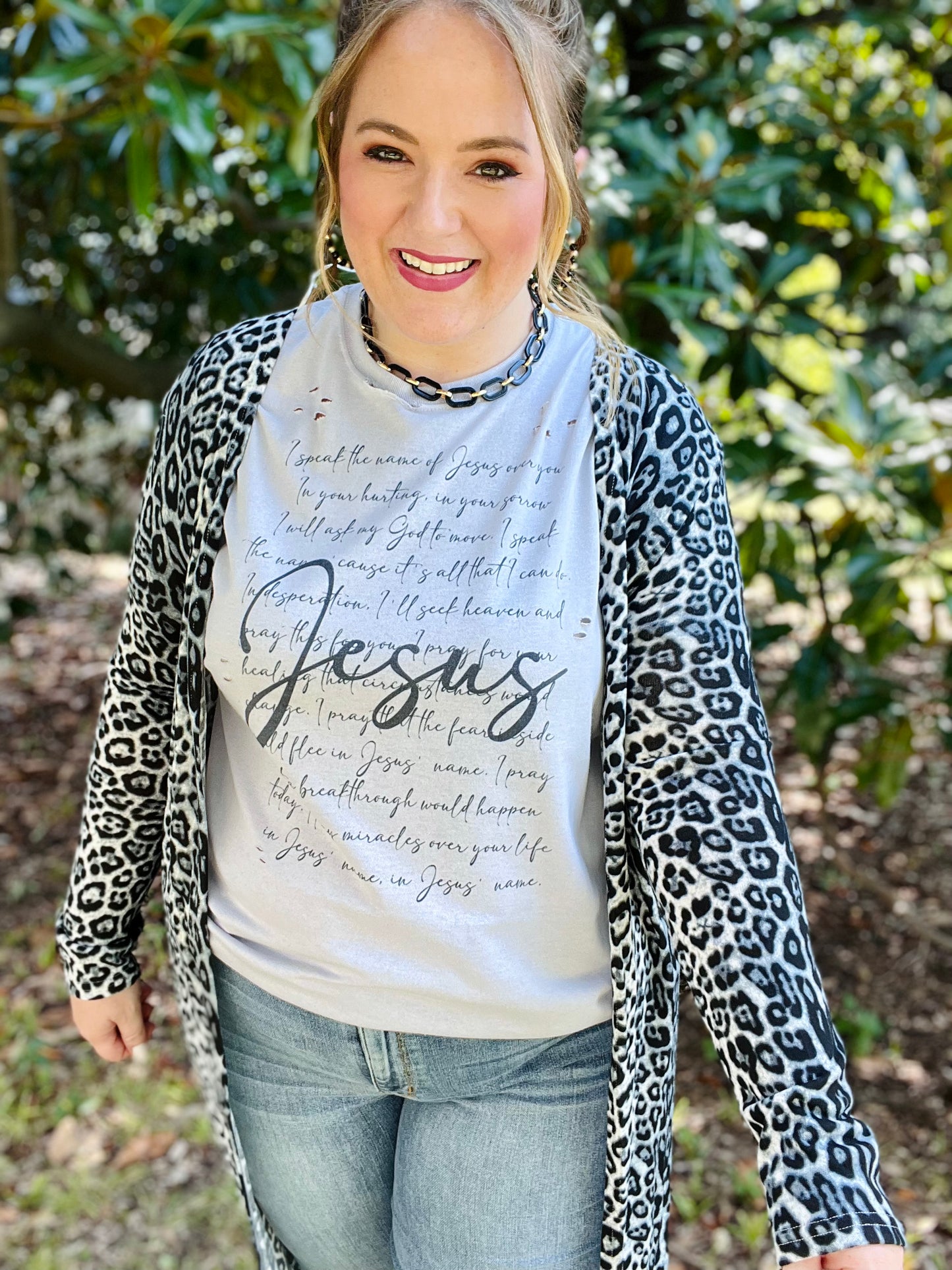 Speak the Name of Jesus  Distressed Graphic Tee