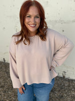 Sabrina Ribbed Top In Taupe