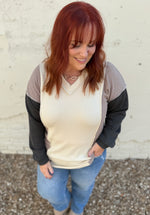 Puff Sleeve Urban Ribbed Color Block Top