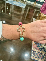 Beaded Cross Bracelet (Multiple Colors)