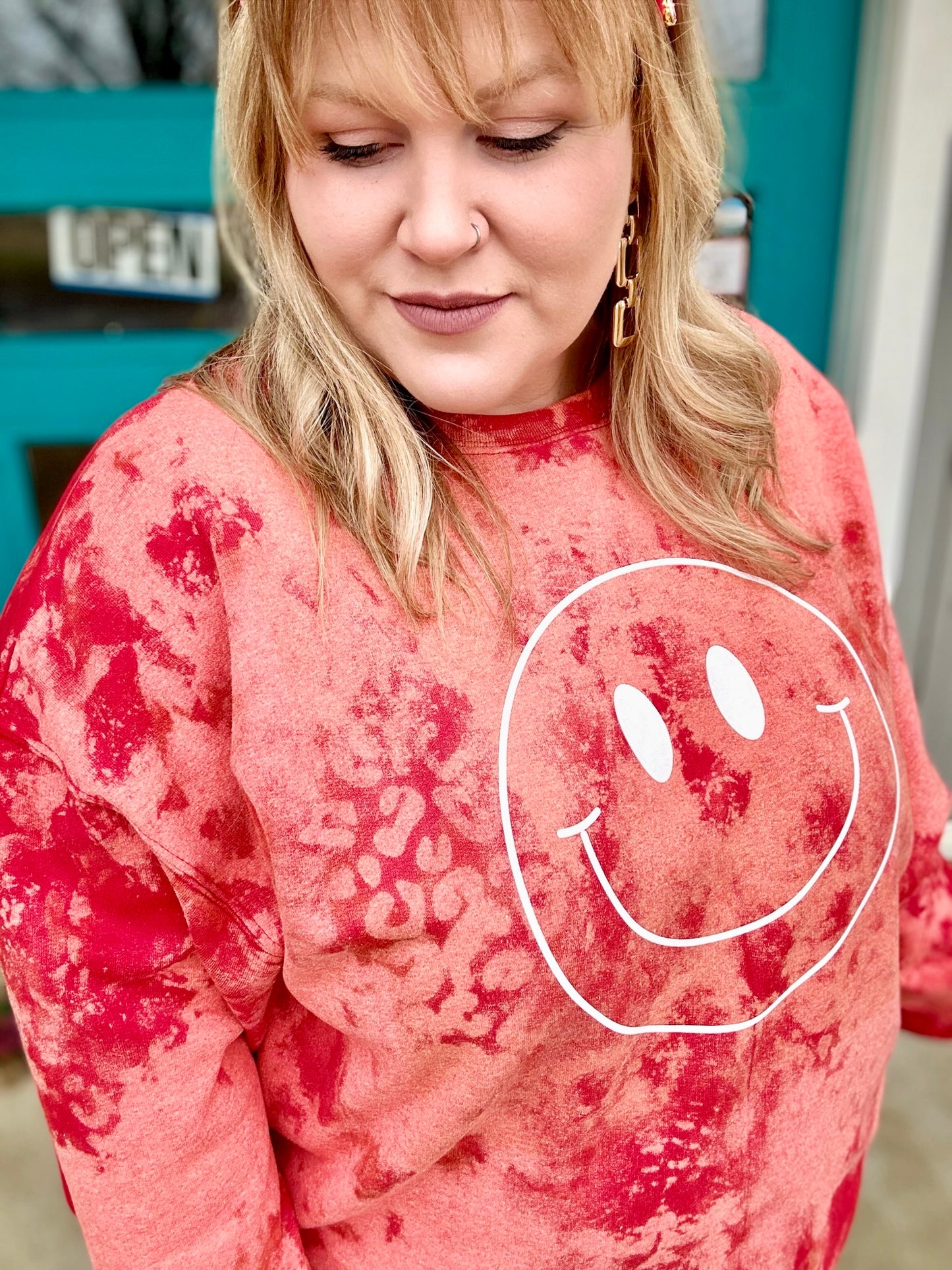 Smiley Leopard Bleach Sweatshirt