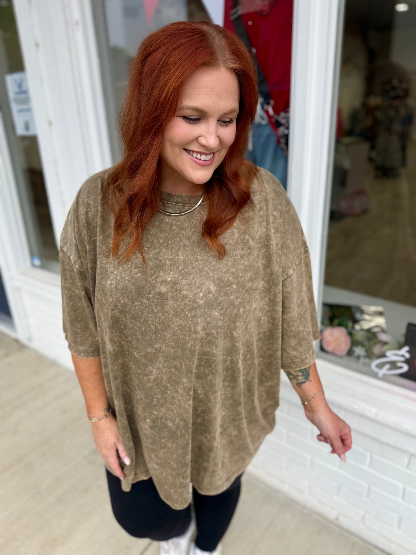 Olive Jessica Acid Wash Shirt
