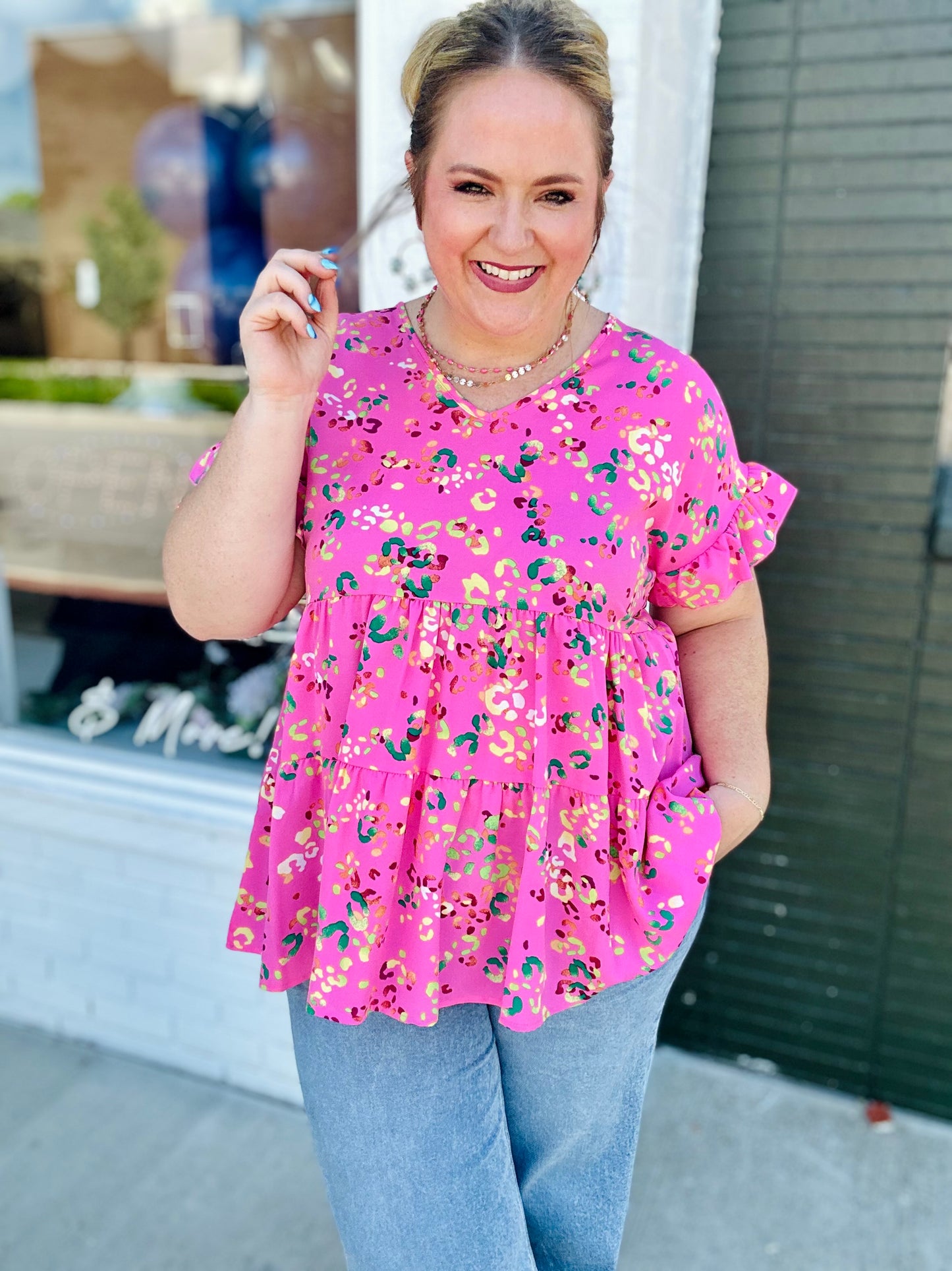 Mitzi Animal Print Top in Pink