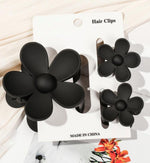 Set of Three Flower Hair Clips - Black