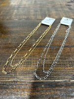 Layered Paperclip Chain Link Necklace