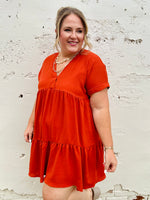 Brooke Tiered Rust Dress