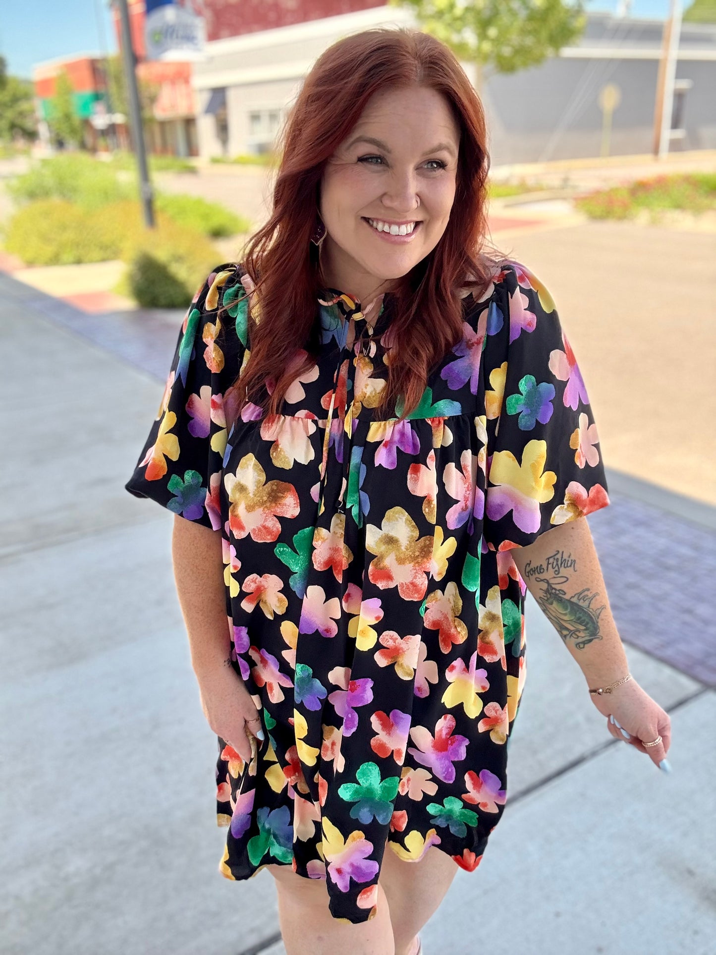 Kacey Black Floral Dress